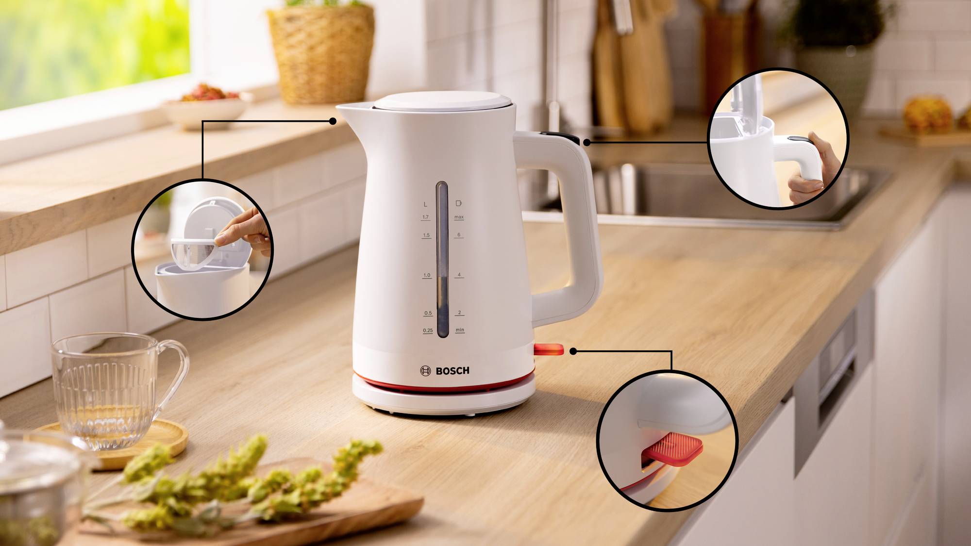 Bosch Wasserkocher 1,7L MyMoment, weiß Wasserkocher Weiß