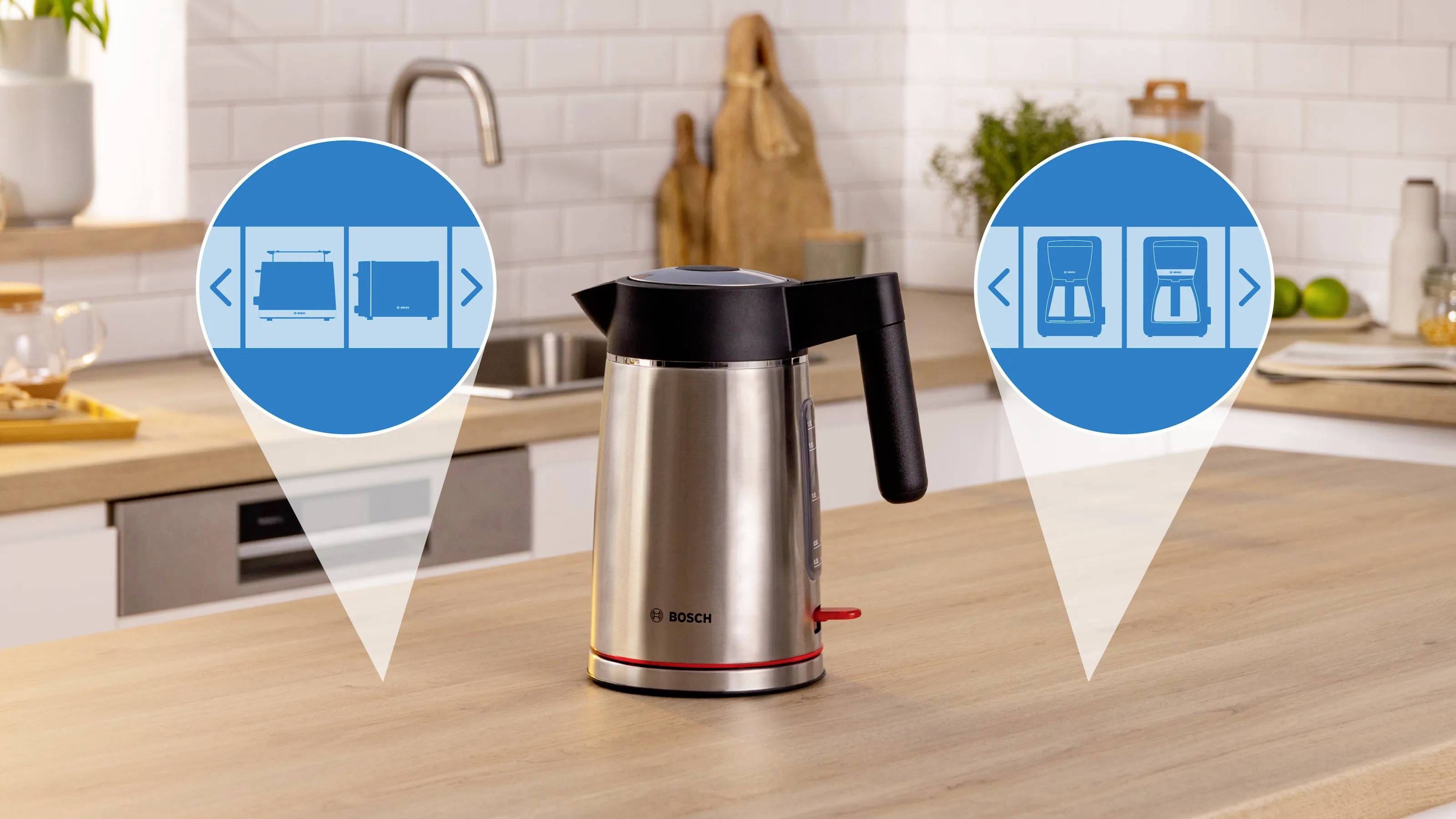 Bosch 1,7L MyMoment, Edelstahl Wasserkocher Edelstahl, Schwarz