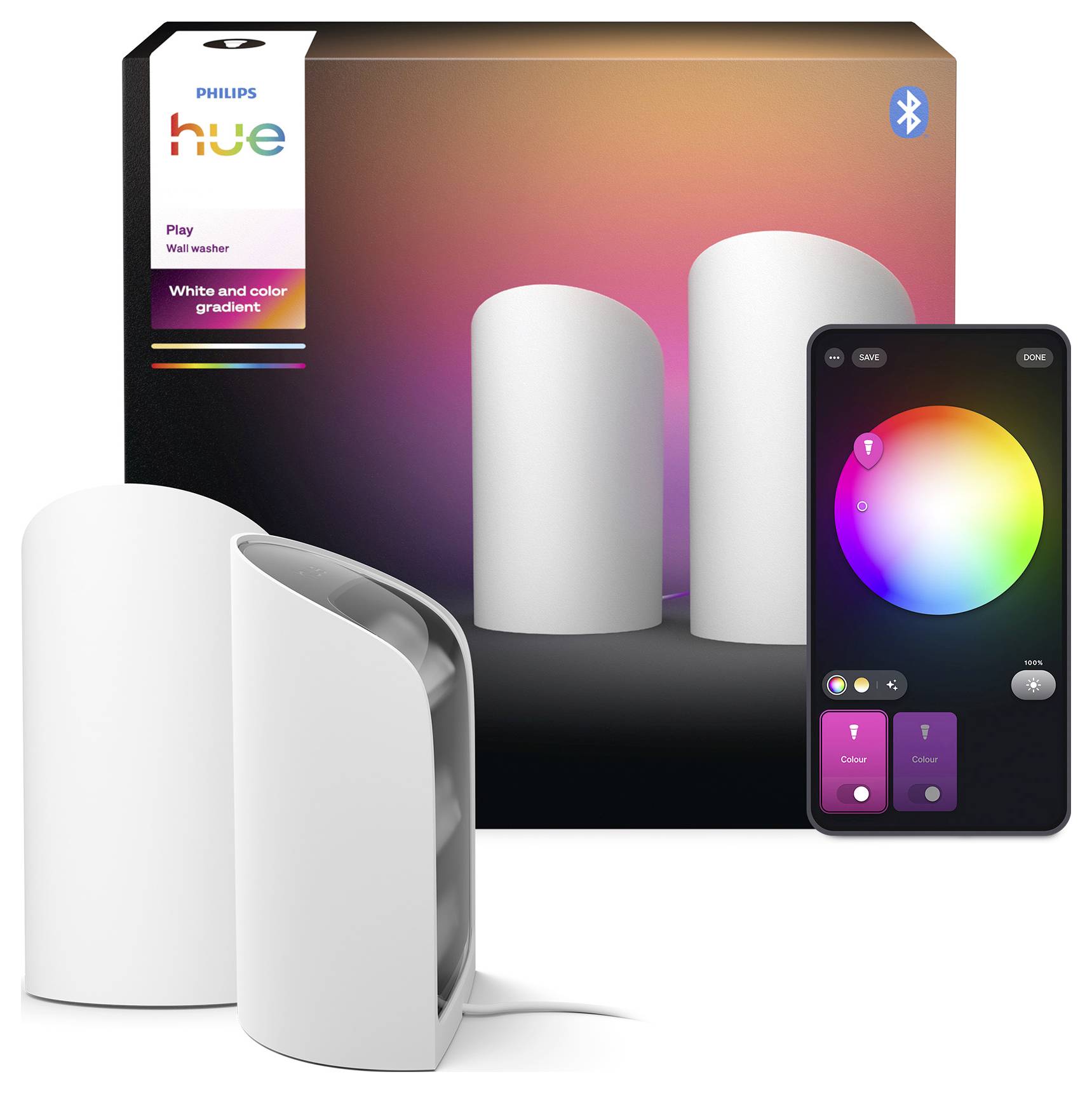 Philips Hue Tischleuchte 8720169385931 Philips Hue Play Wallwasher, Doppelpack, weiß LED 20 W