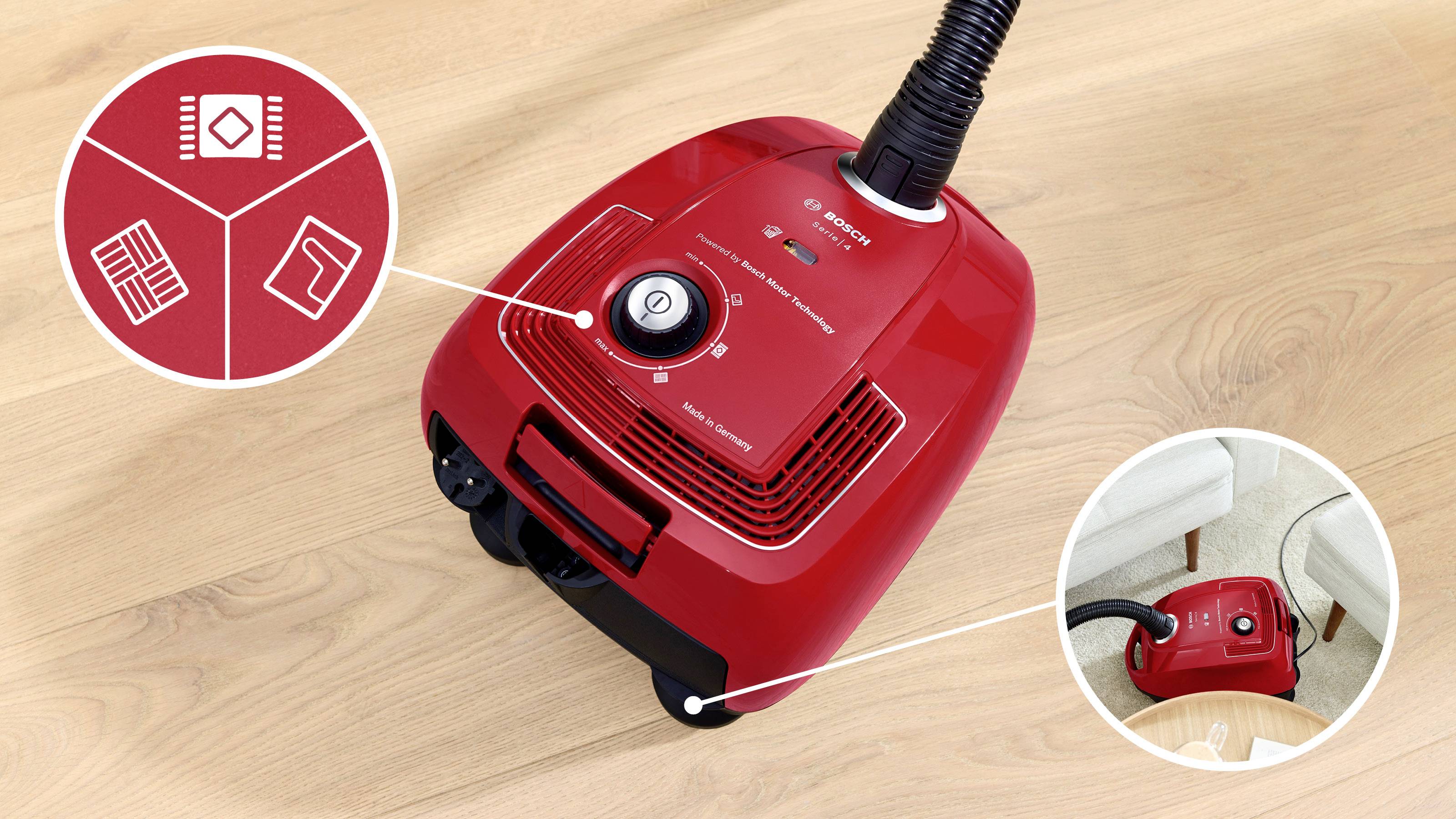 Bosch Staubsauger mit Beutel, Serie 4, rot Staubsauger mit Beutel