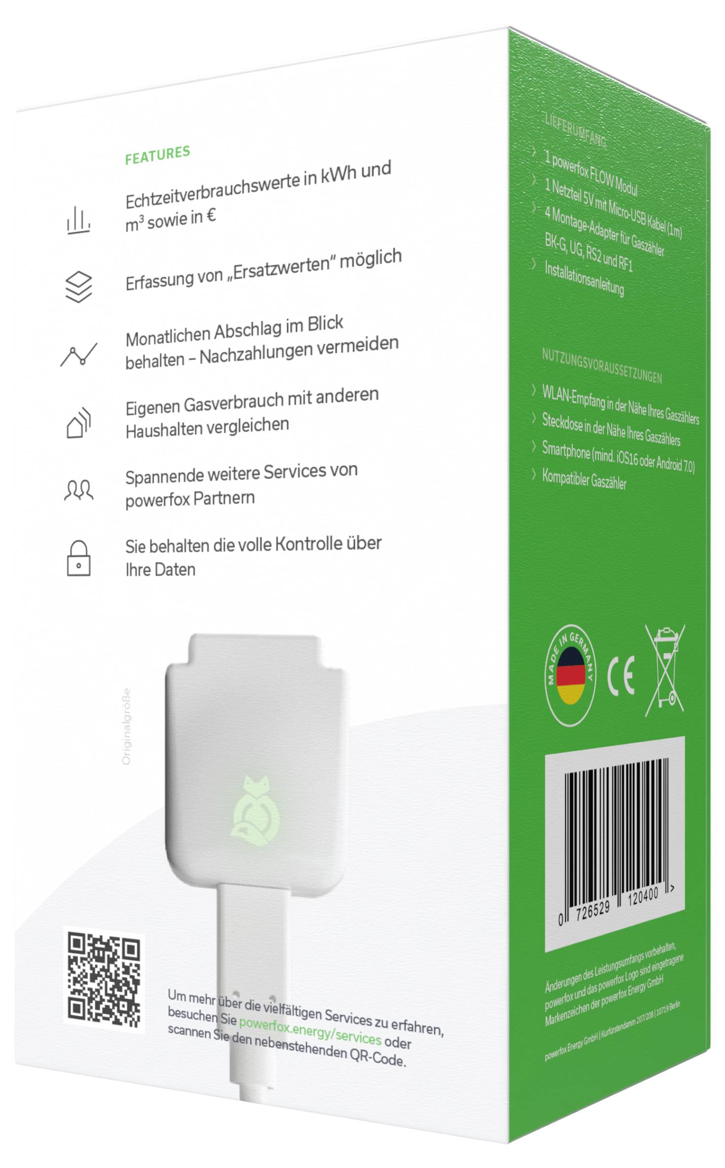 Powerfox FLOW Energiekosten-Messgerät Alarmfunktion, Datenloggerfunktion, mit App-Steuerung