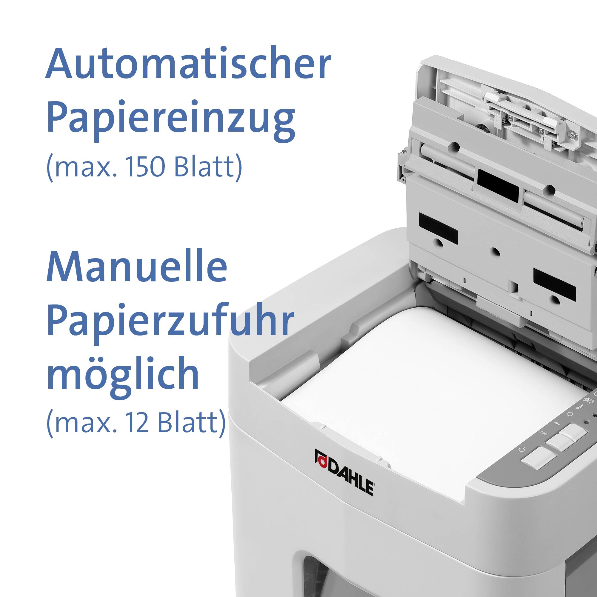 Dahle ShredMATIC 150 Aktenvernichter 150 Blatt Partikelschnitt 4 x 12 mm P-4 24 l Vernichtet auch Büroklammern, Heftklammern, Kreditkarte