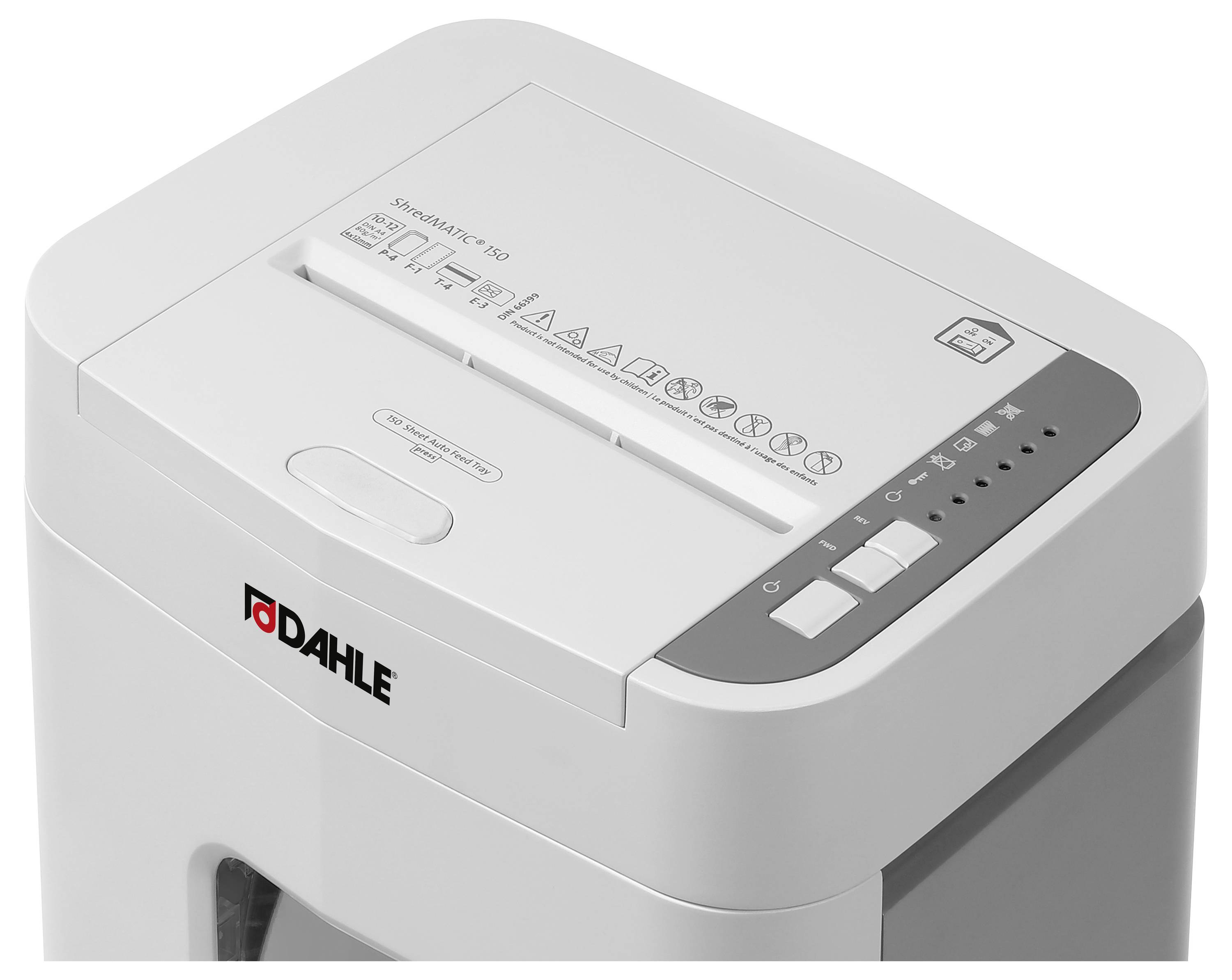 Dahle ShredMATIC 150 Aktenvernichter Partikelschnitt 4 x 12mm P-4 24l Vernichtet auch Büroklammern, Heftklammern, Kreditkarte