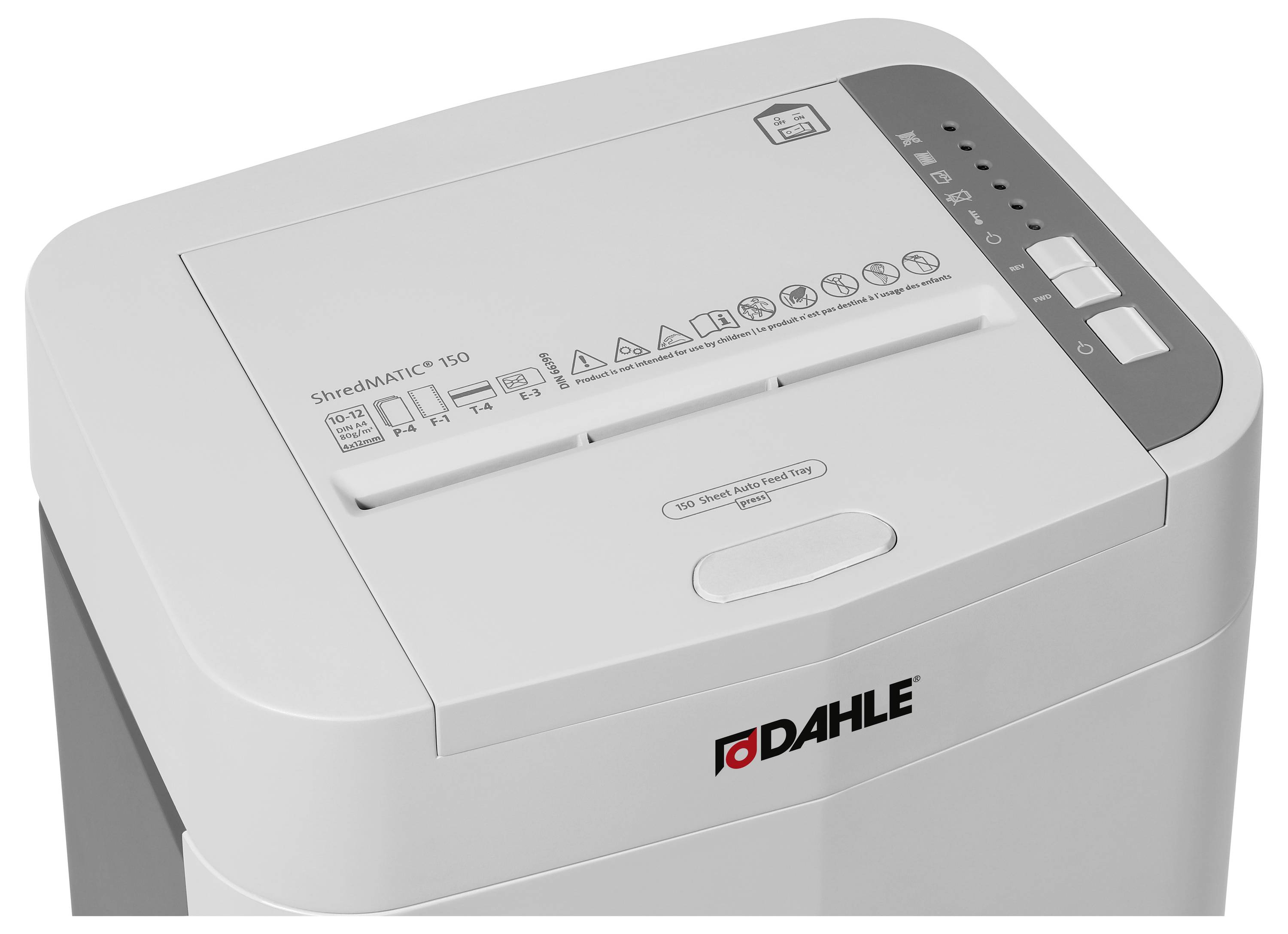Dahle ShredMATIC 150 Aktenvernichter 150 Blatt Partikelschnitt 4 x 12 mm P-4 24 l Vernichtet auch Büroklammern, Heftklammern, Kreditkarte