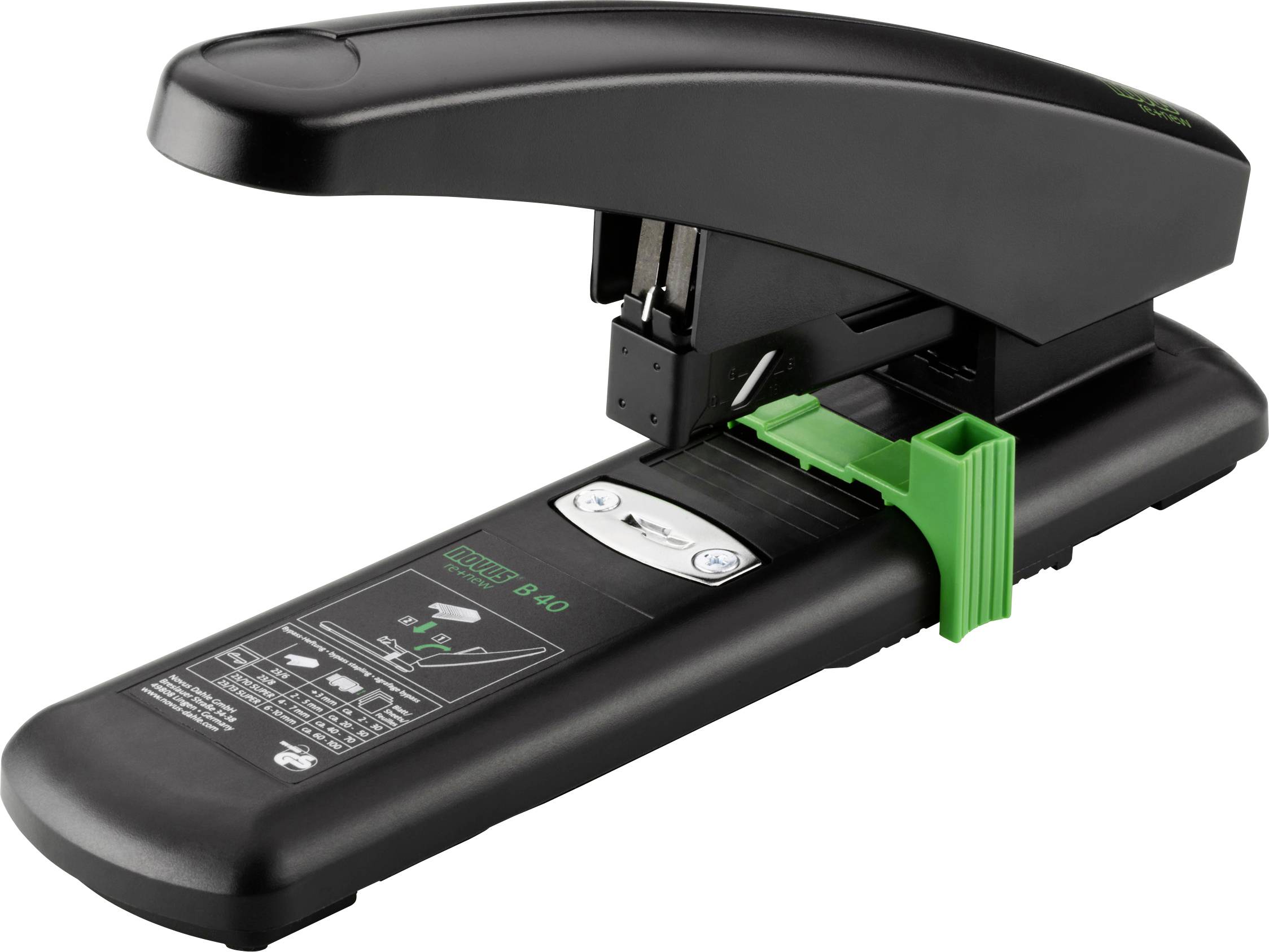 Novus Office Blockheftgerät B 40 re+new schwarz bis 100 Blatt 023-0067 Schwarz 1St.