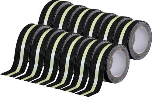 TOOLCRAFT 12xTO-10187130 Anti-Rutschband Sugo Schwarz, Grün (L x B) 10 m x 55 mm 12 St.