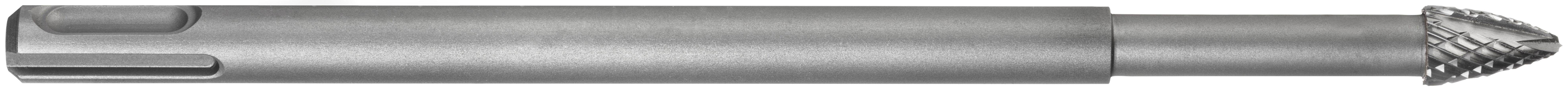 Eine Nahaufnahme eines Metallbohrers mit einer konischen Spitze und gerillten Seiten, der zum Bohren in verschiedene Materialien verwendet wird.