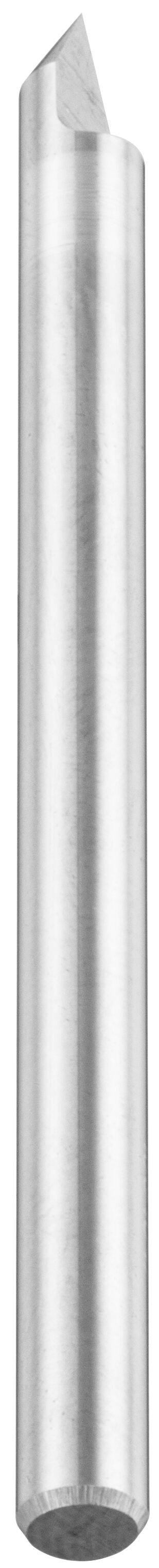 Ein Metallbearbeitungswerkzeug mit einer scharfen, abgewinkelten Spitze, entwickelt für Präzisionsarbeiten, vor einem weißen Hintergrund.