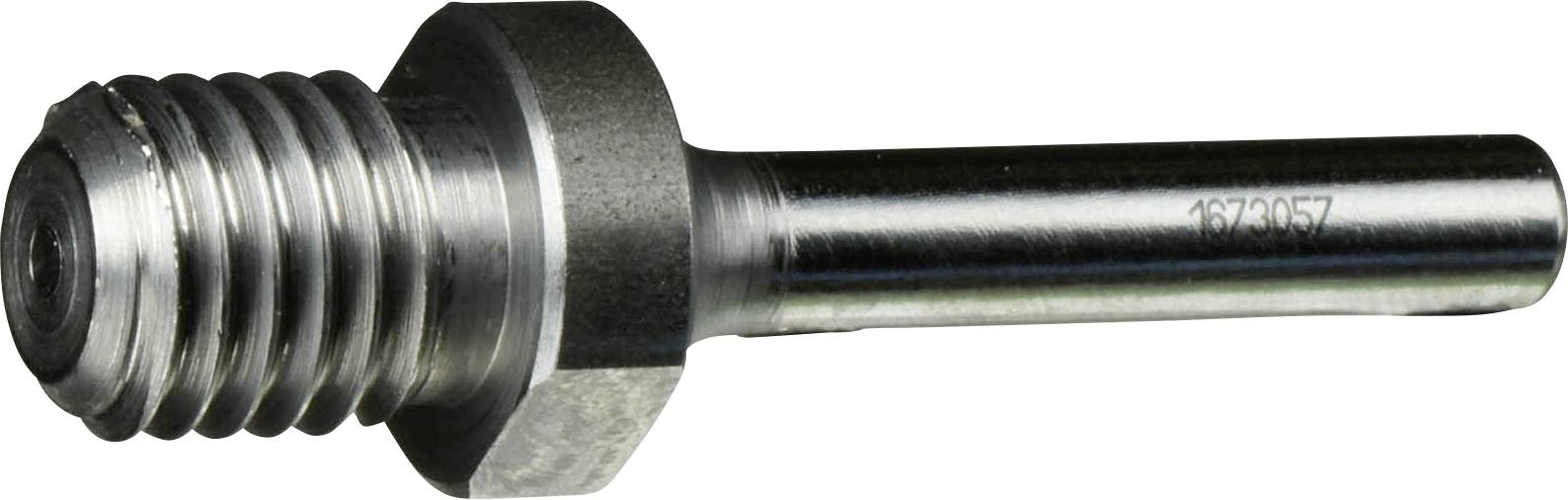 Ein Nahaufnahmefoto einer Metallschraube mit sechskantigem Kopf und glatter, zylindrischer Schaftfläche, auf der die Nummer '673057' eingraviert ist.