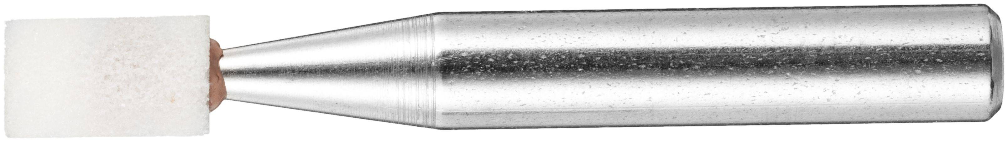 Ein metallischer zylindrischer Gegenstand mit einer weißen Schaumspitze, der einem Stift oder Stylus ähnelt und sich für präzise Anwendungen oder Reinigungsaufgaben eignet.