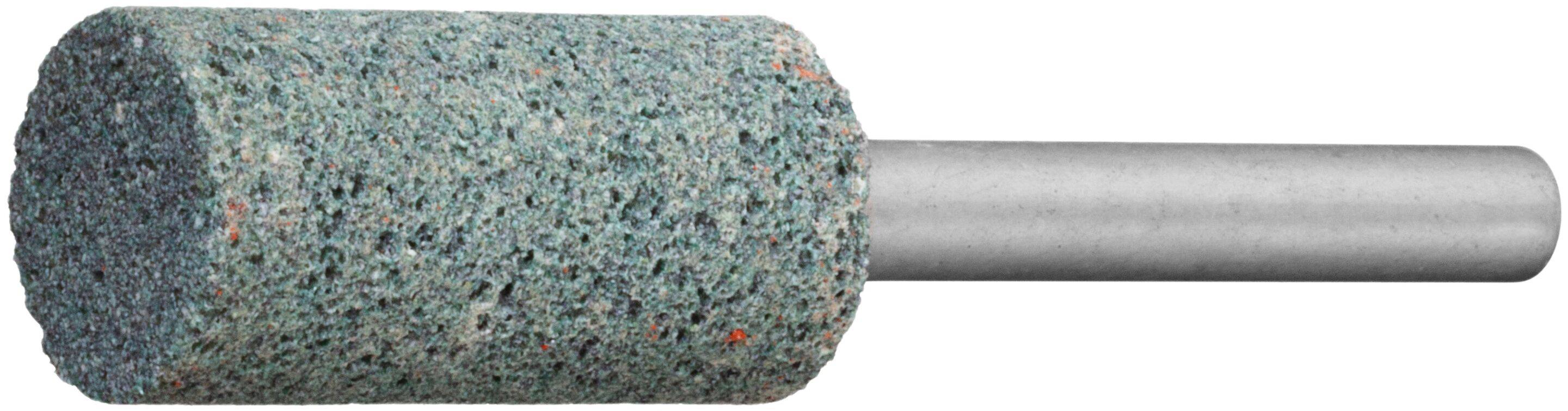 Ein zylindrischer Schleifstein mit Metallschaft, der zum Schärfen, Formen oder Glätten von Oberflächen in verschiedenen Werkzeugen und Maschinen verwendet wird.