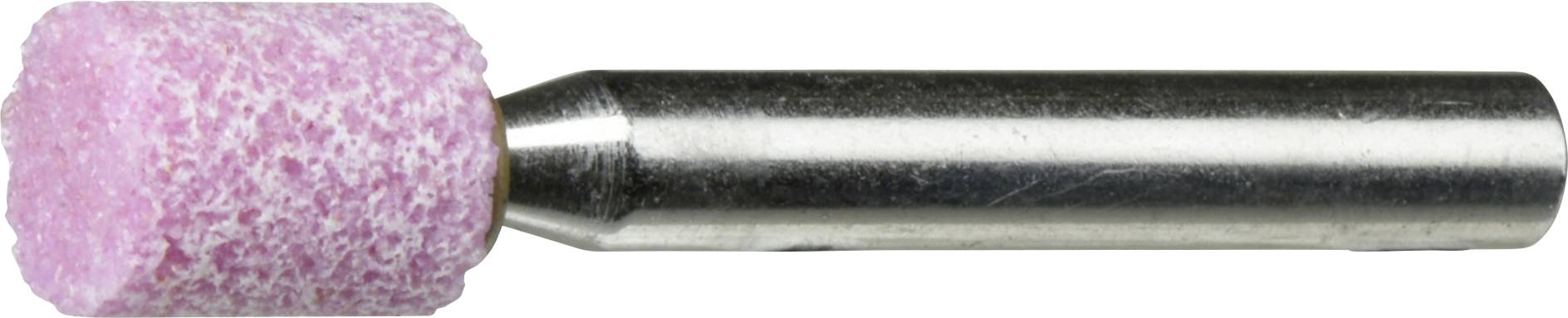 Ein zylindrischer, rosa Schleifbitaufsatz mit einer texturierten Schleifkopf, der auf einem Metallschaft montiert ist und zum Schleifen und Formen von Materialien verwendet wird.