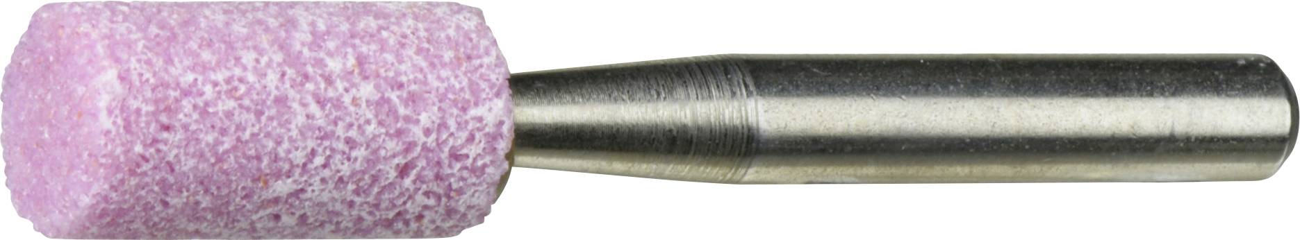 Ein rosa zylindrischer Schleifbit mit strukturierter Oberfläche und Metallschaft, der zum Schleifen und Glätten von Oberflächen in verschiedenen Anwendungsbereichen verwendet wird.
