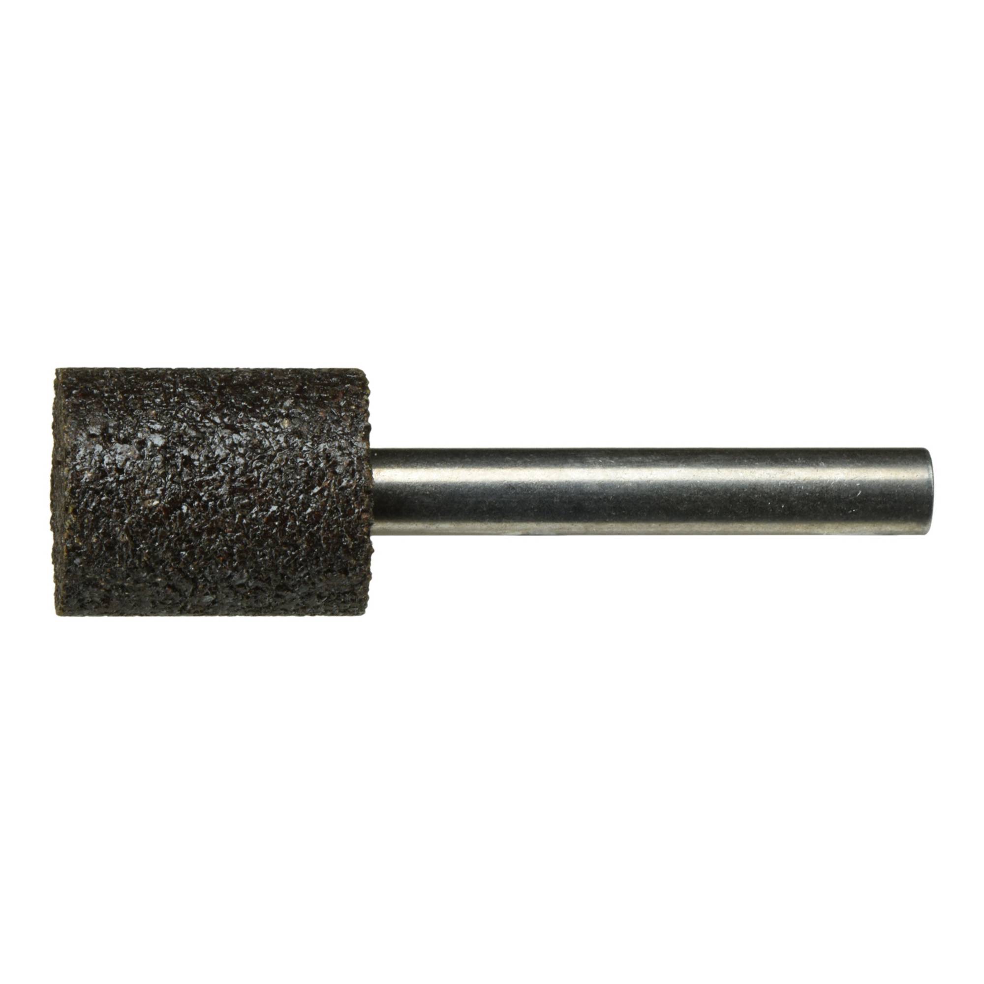 Ein zylindrisches Schleifwerkzeug mit einer strukturierten Schleifoberfläche und einem Metallschaft, das zum Glätten oder Formen von Materialien verwendet wird.