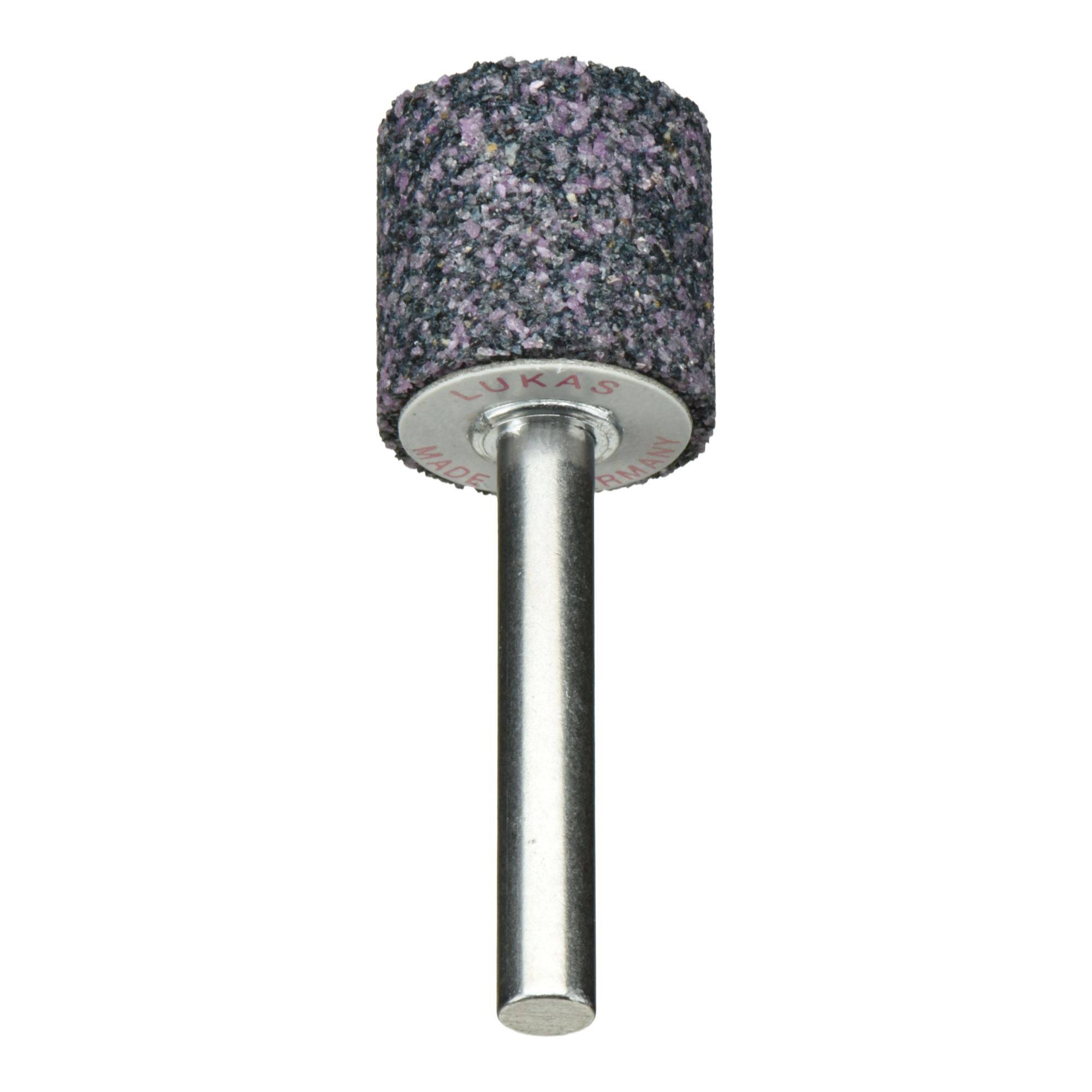 Schleifstift mit zylindrischem Schleifstein und Metallschaft, verwendet für Präzisionsschliff auf kleinen Oberflächen.