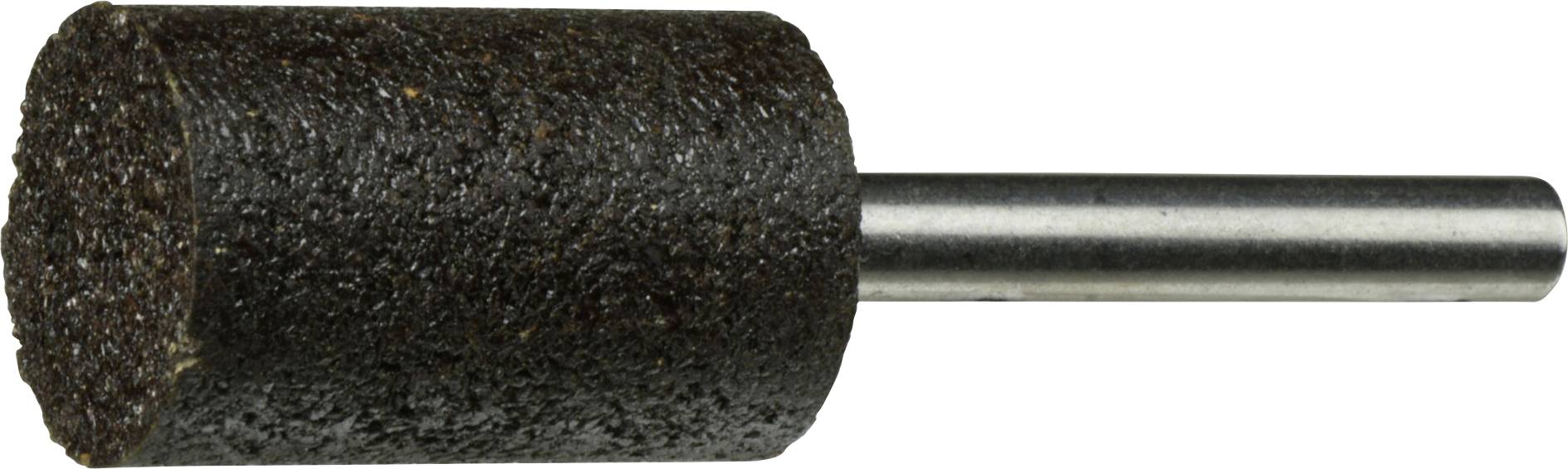 Ein zylindrischer schwarzer Schleifwerkzeug mit einem Metallschaft zum Schleifen oder Formen von Materialien.