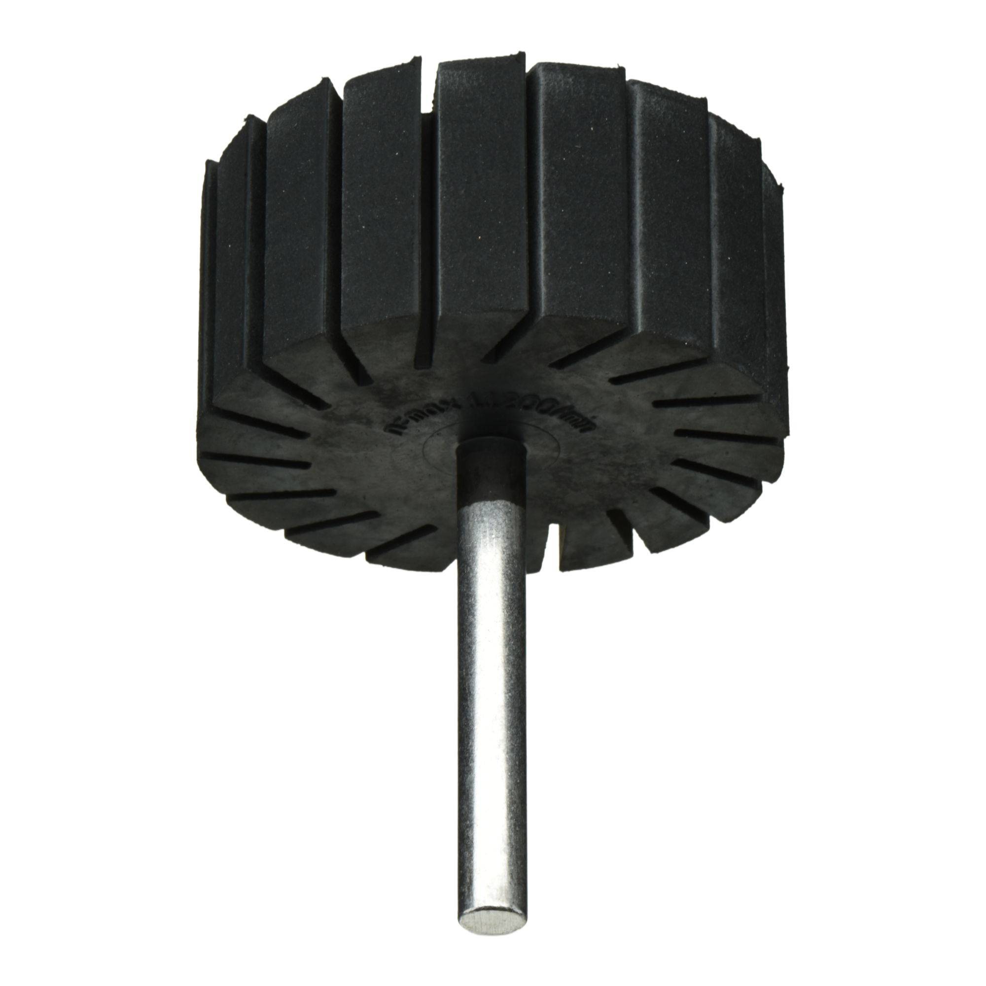 Schleifscheibe mit angebrachter Metallstange, zum Polieren oder Schleifen von Oberflächen entwickelt.