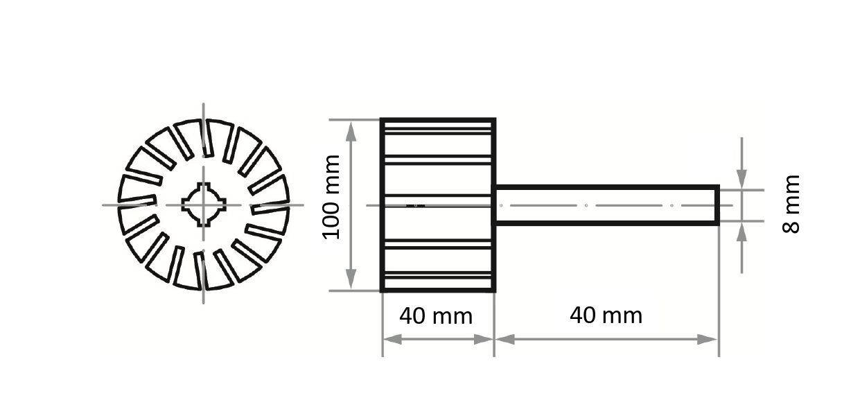 LUKAS-ERZETT A2502100408 Werkzeugaufnahme STZY für Schleifhülsen 100x40mm Schaft 8mm 2St.