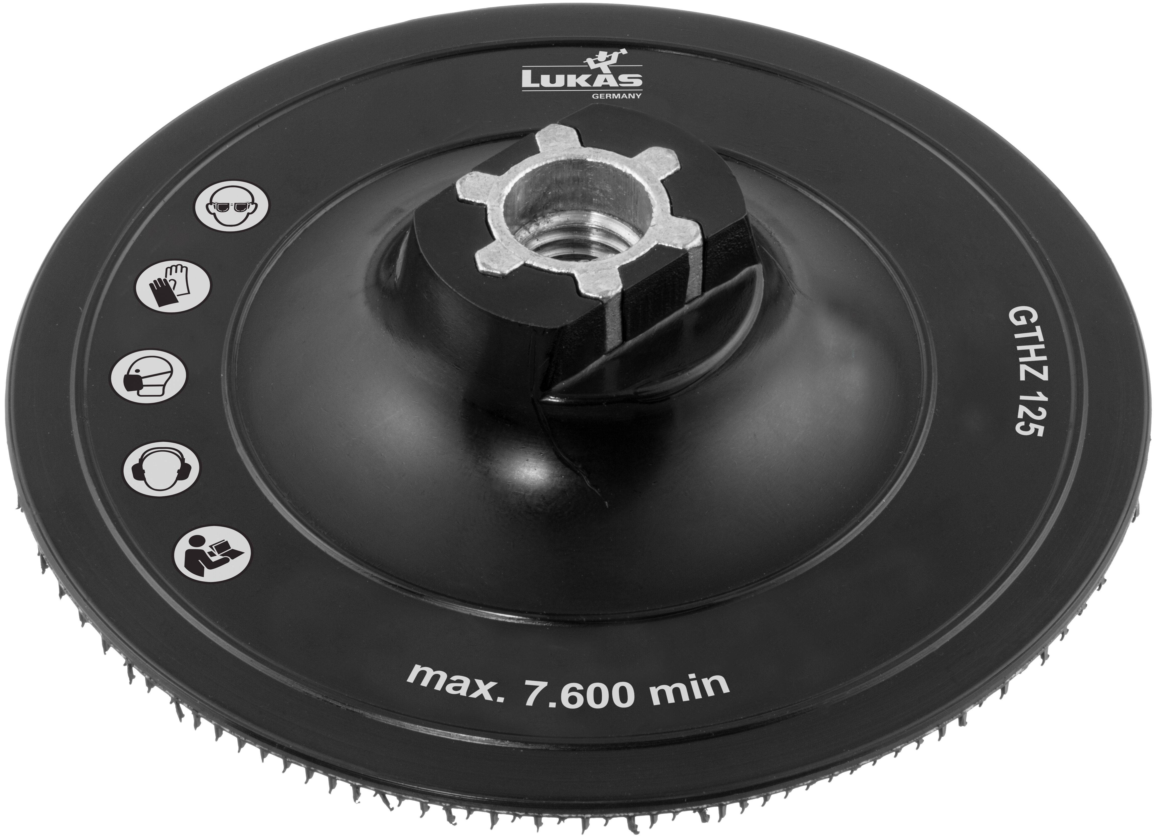 Eine schwarze Schleifscheibe mit der Aufschrift 