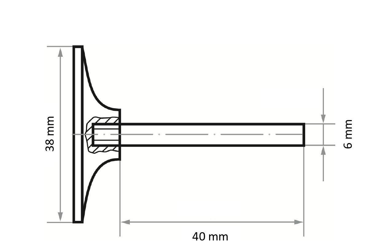 LUKAS-ERZETT A336003800260458 Werkzeugaufnahme GTR für Schleifblätter Ø 38mm Schaft 6mm Kunststoffgewinde 1St.