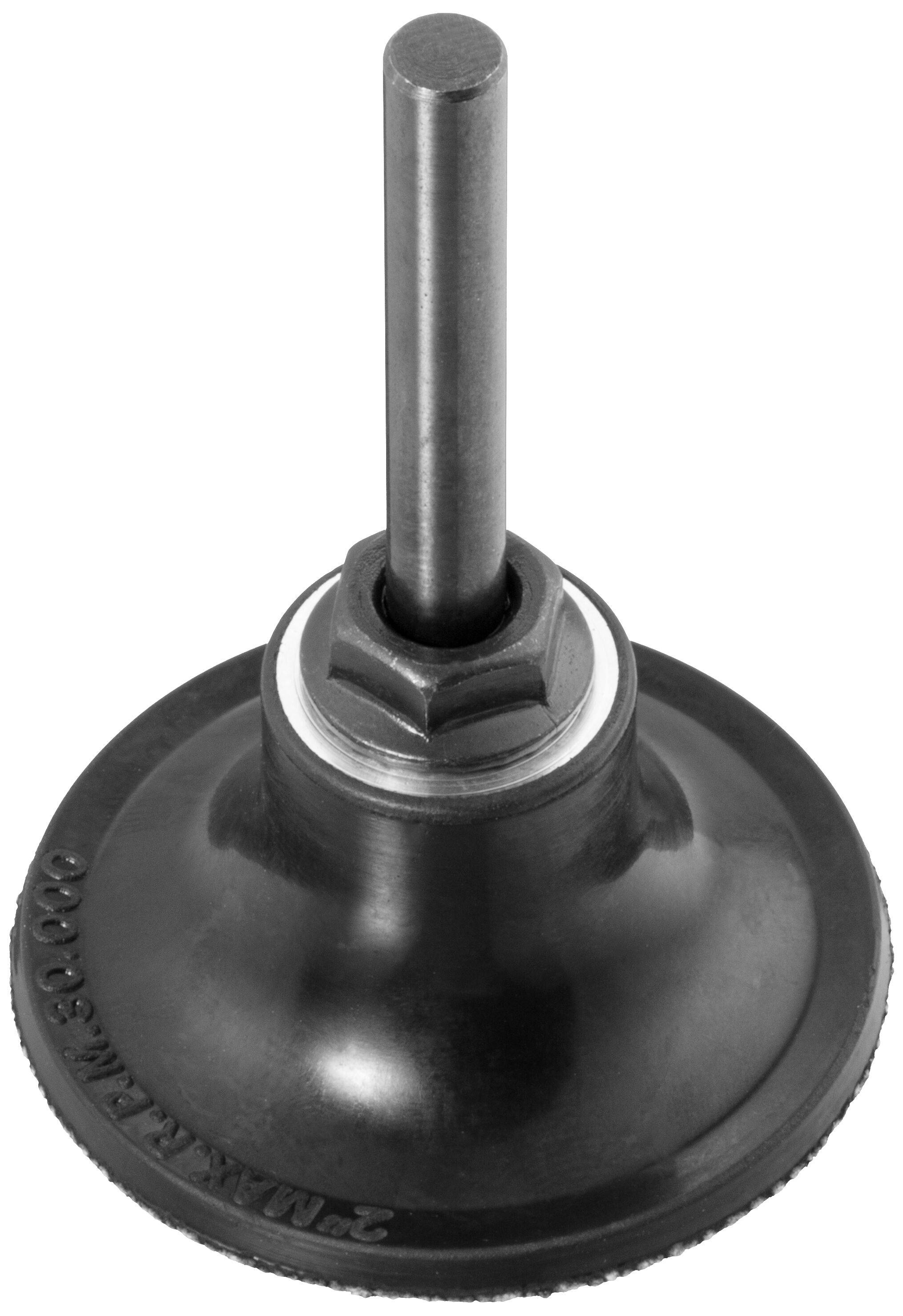 Ein schwarzer Gummisaugnapf mit einer Metallstange, die aus der Mitte herausragt, zum Befestigen an glatten Oberflächen für industrielle Aufgaben.