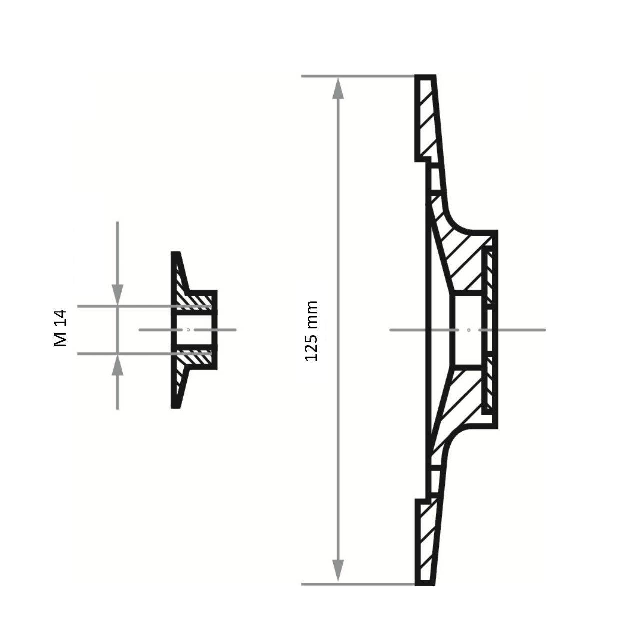 LUKAS-ERZETT A38311251002 Stützteller STF für Fiberscheiben Ø 125mm mit M14-Gewinde | mit Kühlrippen 1St.