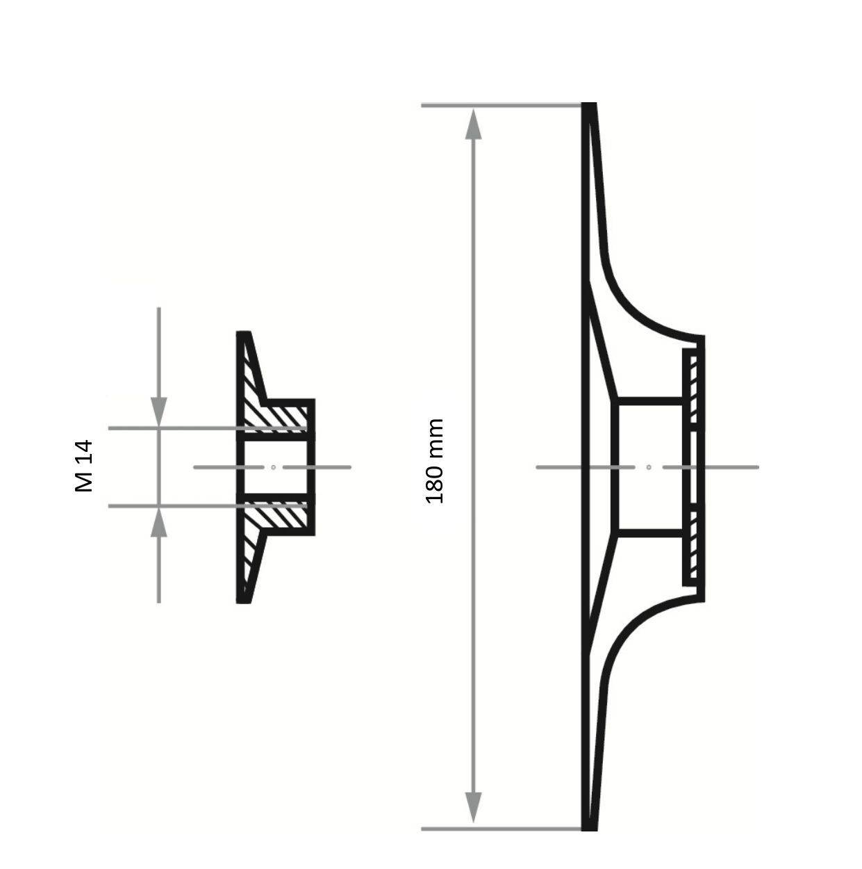 LUKAS-ERZETT A38311701001 Stützteller STF für Fiberscheiben Ø 180mm mit M14-Gewinde für Winkelschleifer 1St.