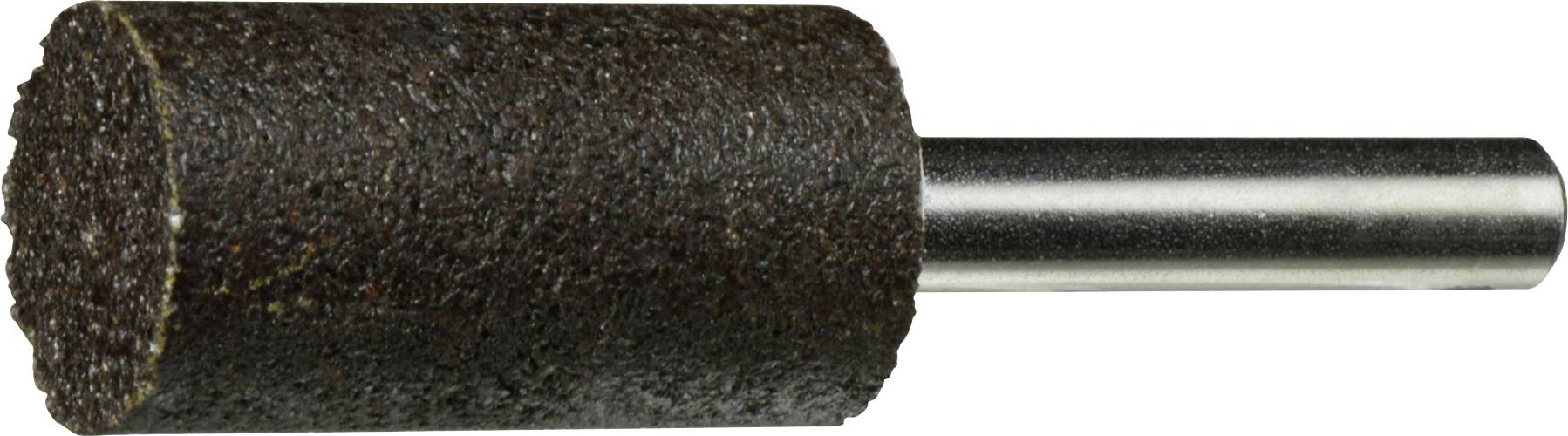 Ein zylindrischer Schleifstein mit einem Metallschaft, wahrscheinlich zum Schleifen oder Abrasieren von Oberflächen verwendet.