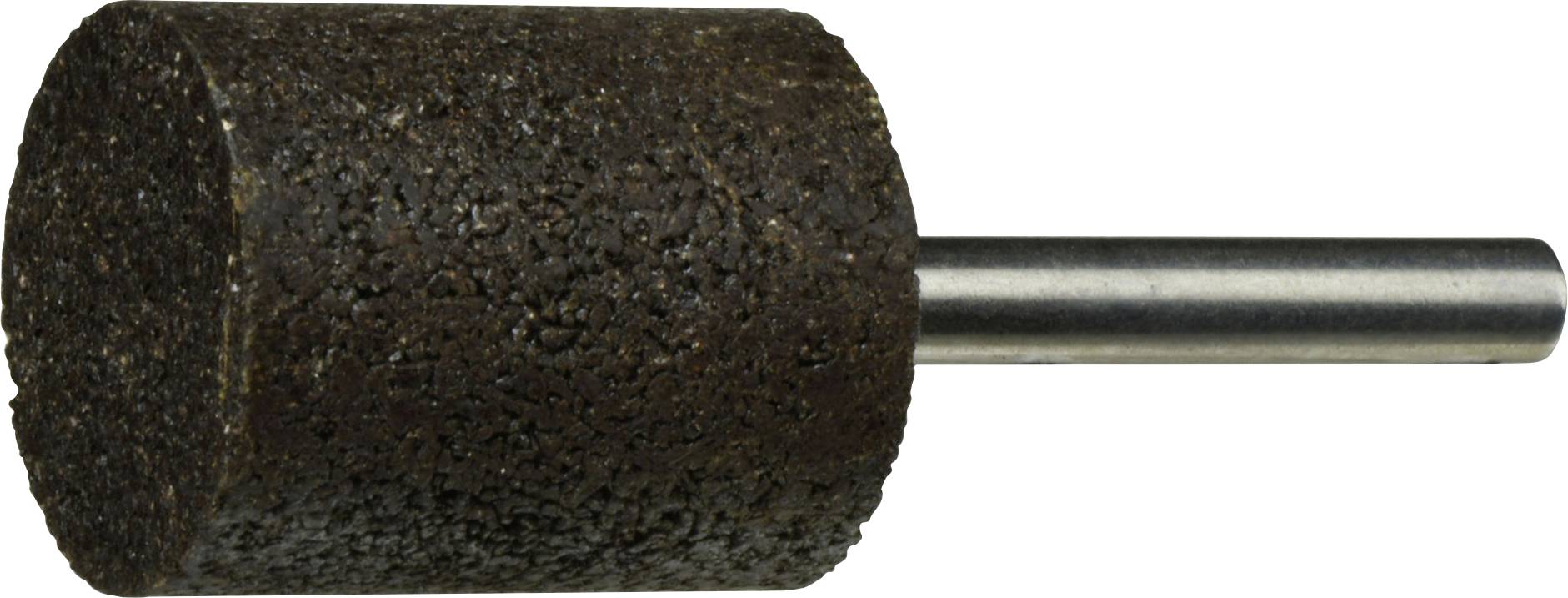 Ein zylindrischer Schleifkopf mit metallischem Schaft, der typischerweise zum Glätten oder Formen von Materialien in Werkstattumgebungen verwendet wird.