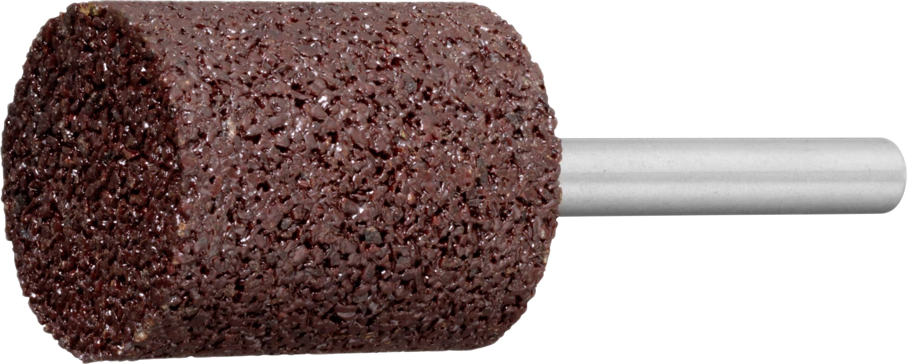 Eine Zylinderschleifwerkzeug mit einer strukturierten, abrasiven Oberfläche und einem Metallschaft, das zum Glätten oder Polieren von Materialien verwendet wird.