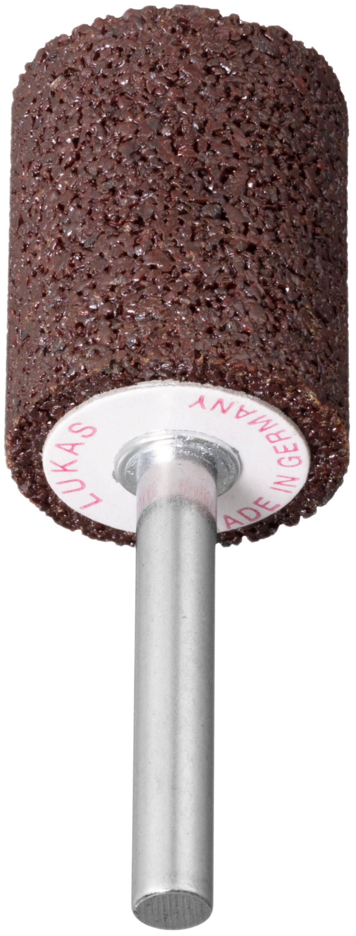 Ein zylindrischer Schleifbit mit strukturierter Oberfläche und Metallschaft, der zum Schleifen oder Formen von Materialien in einem Bohrgerät verwendet wird.