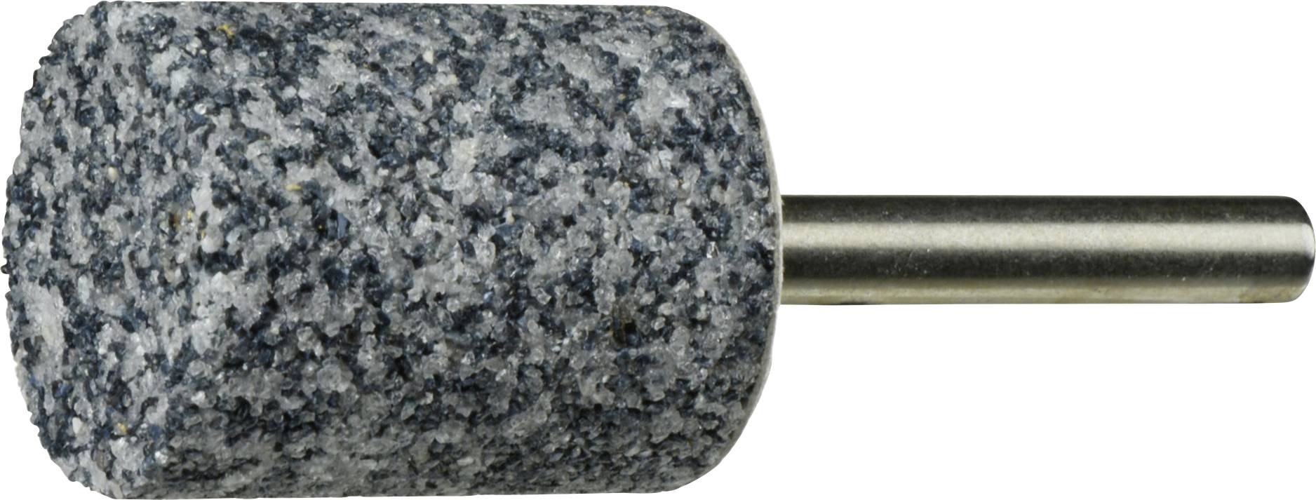 Ein zylindrischer Schleifstein mit einer rauen, texturierten Oberfläche, der an einem Metallschaft befestigt ist, wird üblicherweise zum Schärfen oder Glätten von Materialien verwendet.