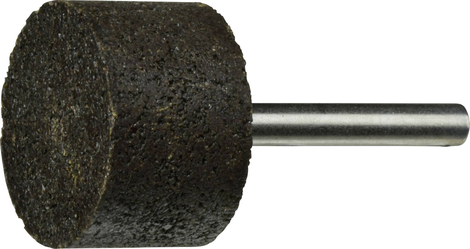 Ein zylindrischer Schleifstein mit einem zylindrischen Metallschaft, der zum Schärfen oder Formen von Metall- und Holzoberflächen verwendet wird.