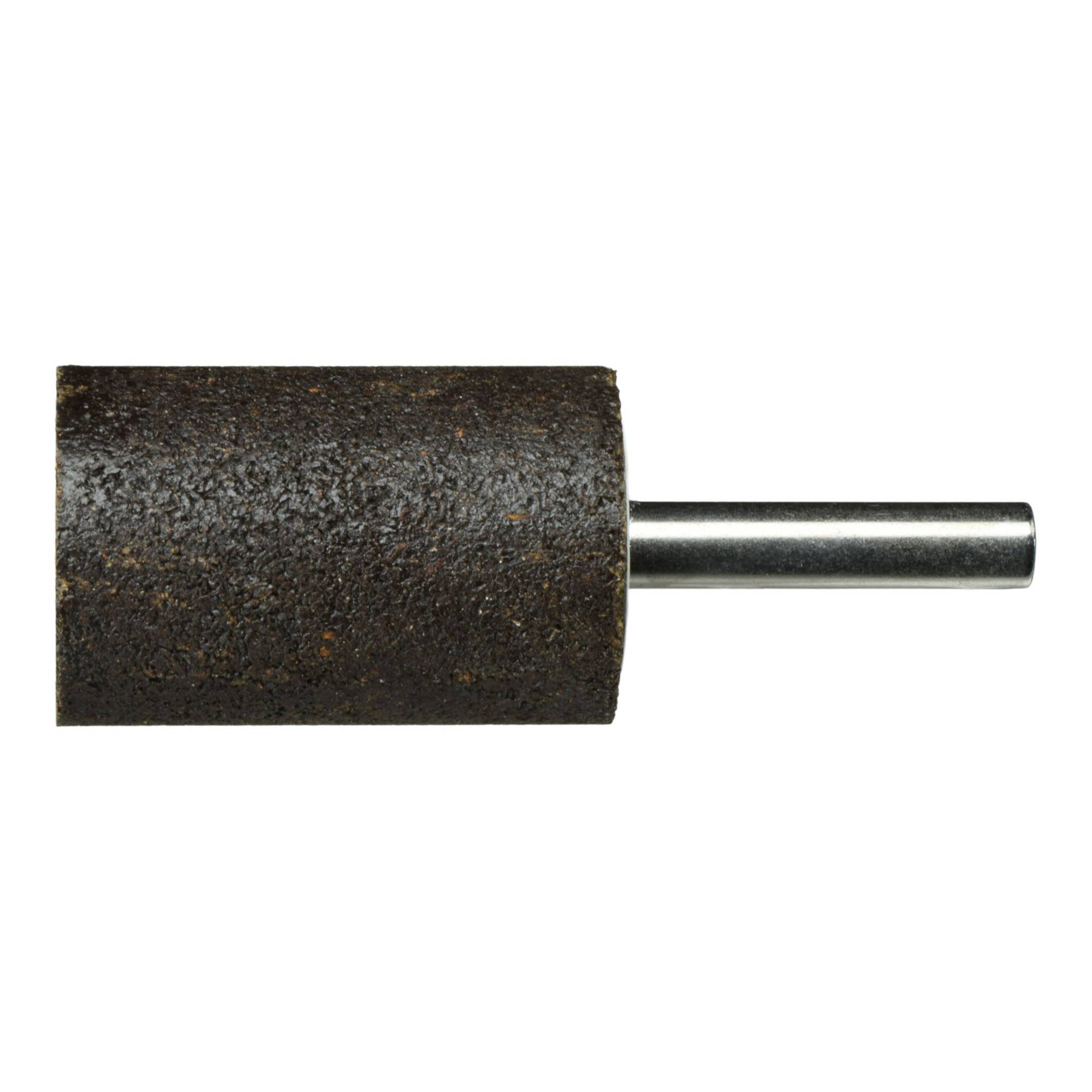 Ein zylindrischer Schleifstein-Aufsatz mit Metallschaft zum Einsatz an Rotationswerkzeugen, verwendet zum Schleifen oder Formen von Materialien.