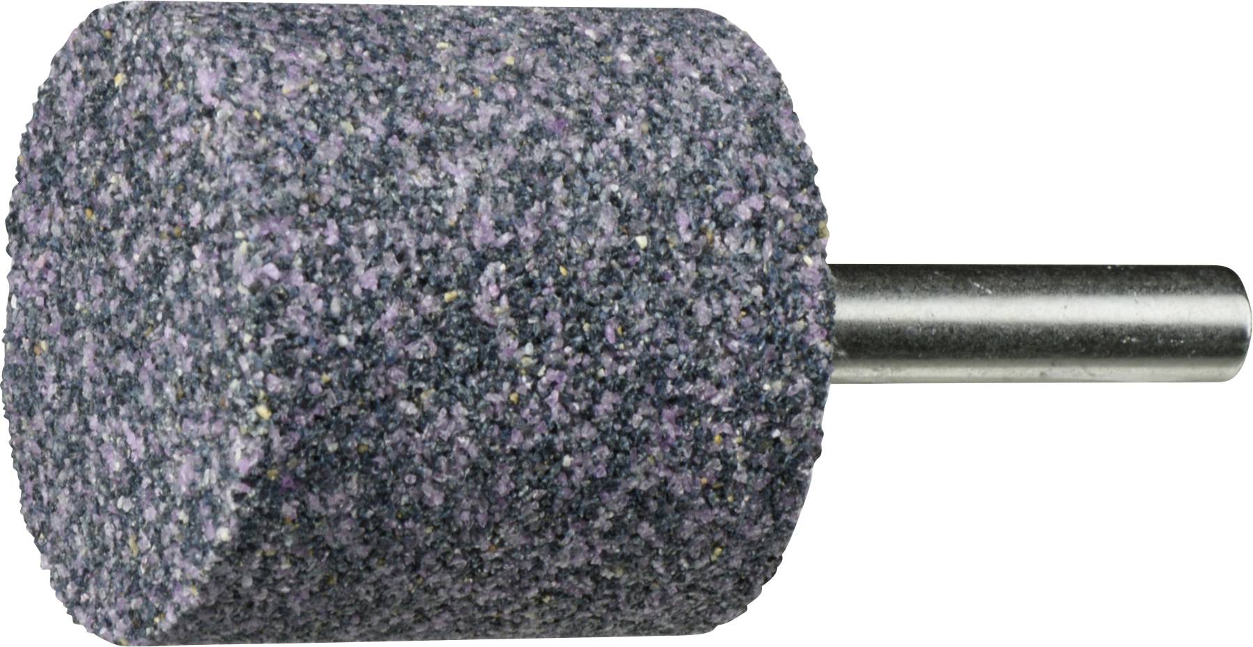 Ein zylindrischer Schleifstein mit einem Metallschaft, typischerweise verwendet zum Schärfen oder Glätten von Metalloberflächen.