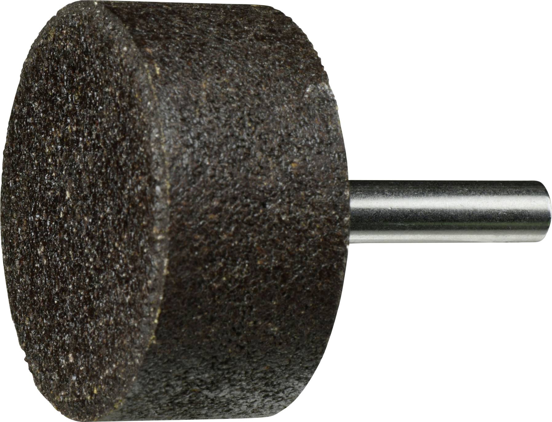 Eine zylindrische Schleifscheibe mit einer Metallachse, die zum Formen oder Glätten von Oberflächen verwendet wird.