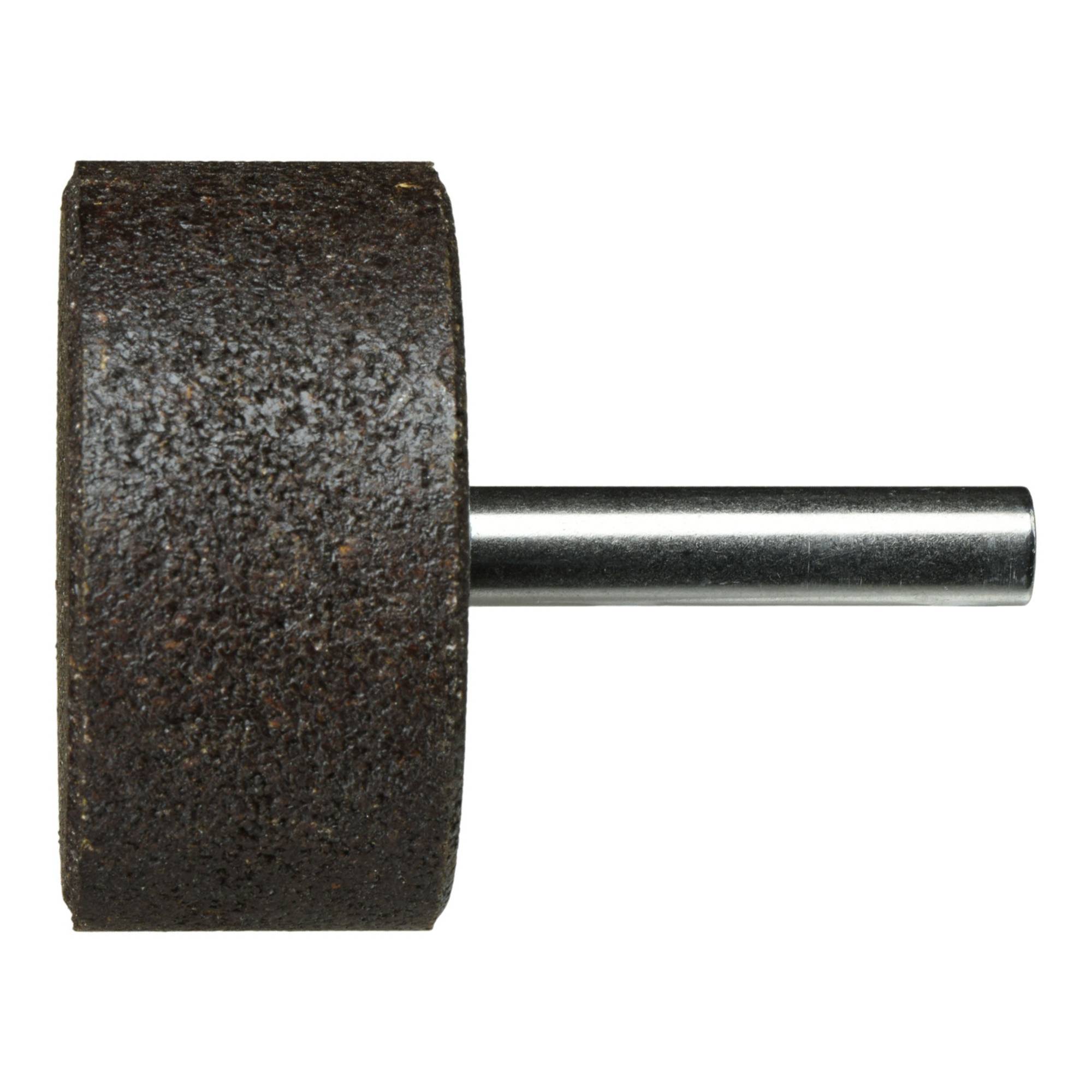 Eine zylindrische Schleifscheibe mit einer Metallspindel, die zum Glätten oder Formen harter Oberflächen verwendet wird.