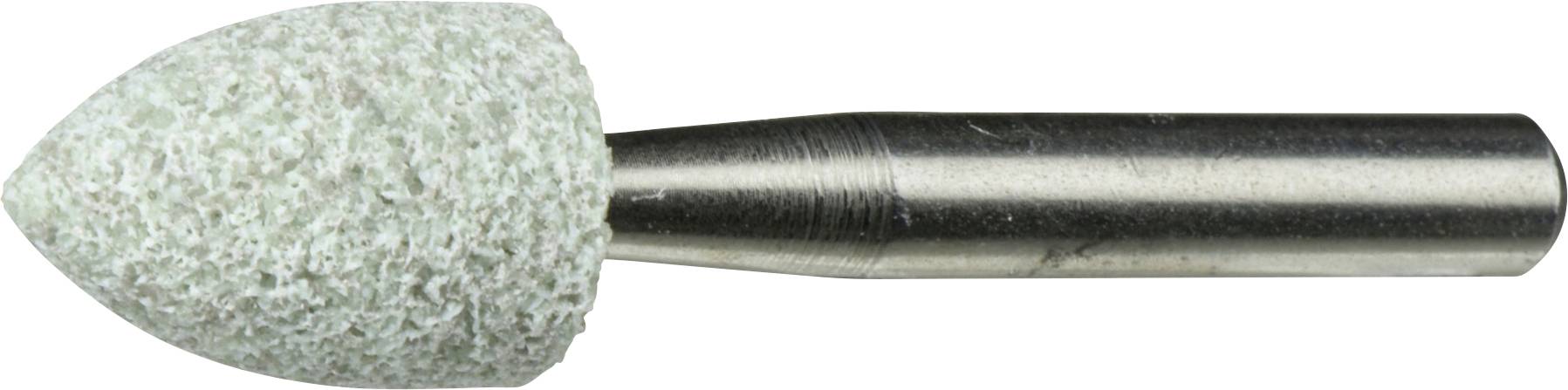 Ein zylindrischer Metallwerkzeug mit einem strukturierten, geschossförmigen Schleifkopf.