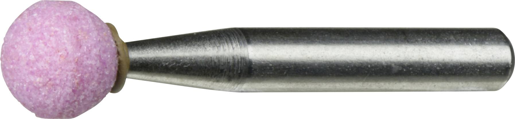 Ein Rotationswerkzeug mit einem rosa Schleifsteinaufsatz und einem Metallschaft, verwendet zum Schleifen oder Polieren von Oberflächen.
