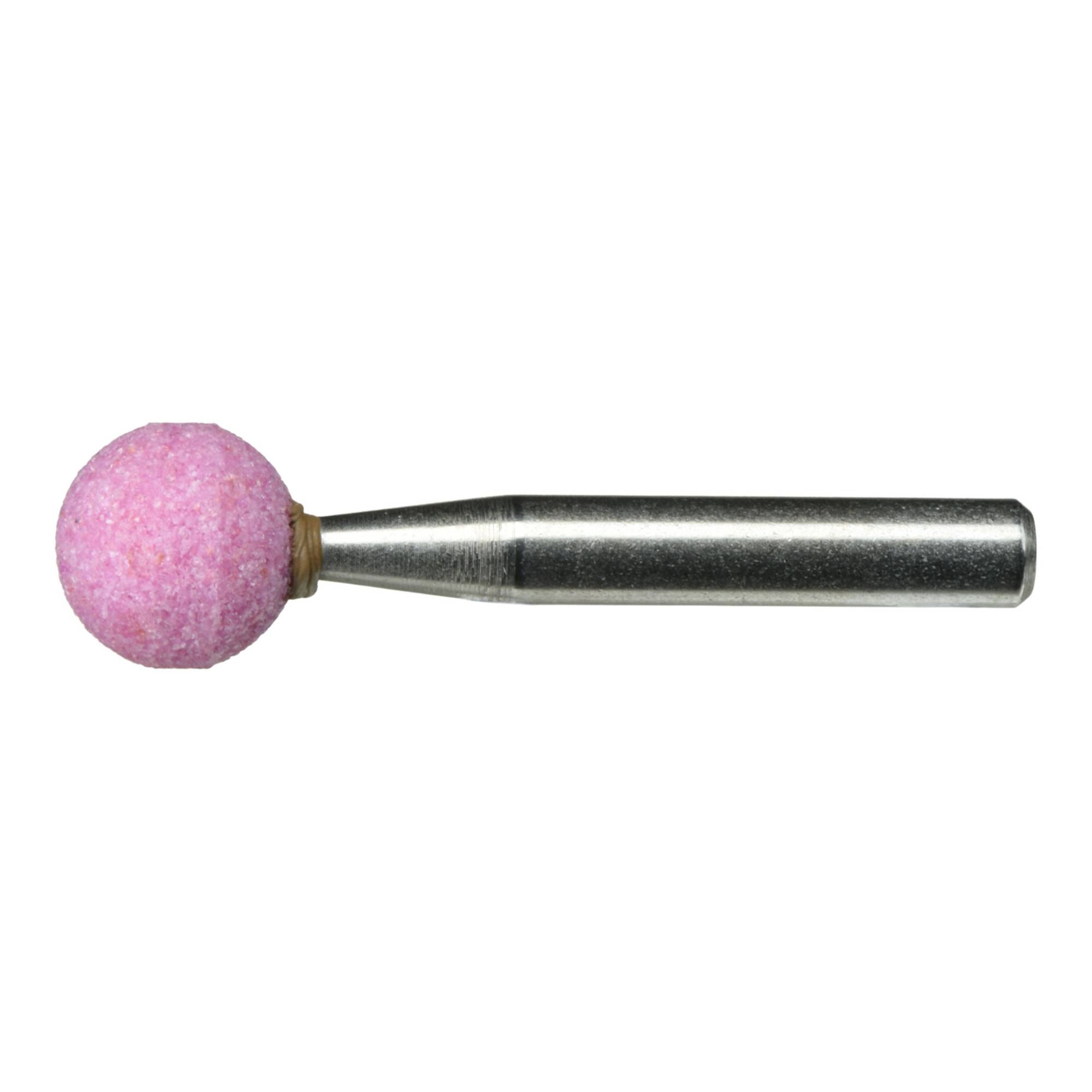 Ein zylindrischer Metallwerkzeug mit einem rosa Schleifkopf, der üblicherweise bei Schleif- oder Polierarbeiten verwendet wird.