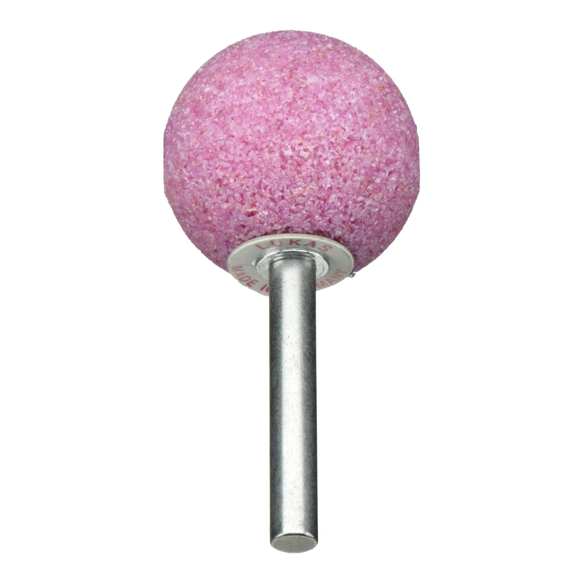 LUKAS-ERZETT A201103232602 Schleifstift KU Kugelform für Stahl/Stahlguss 32x32mm Schaft 6mm | Edelkorund Korn 30 20St.