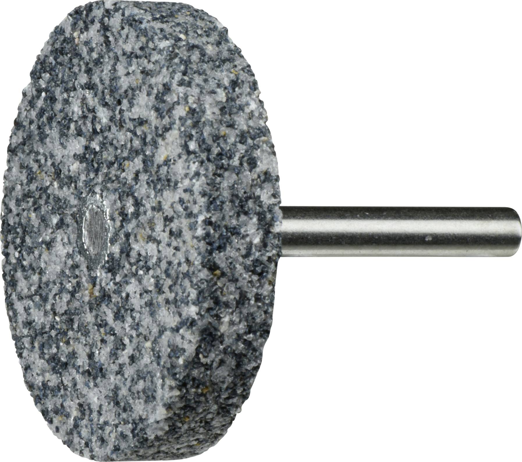 Eine runde Schleifscheibe, die an einem Metallstab befestigt ist und zum Schärfen oder Formen von Metall und anderen Materialien verwendet wird.