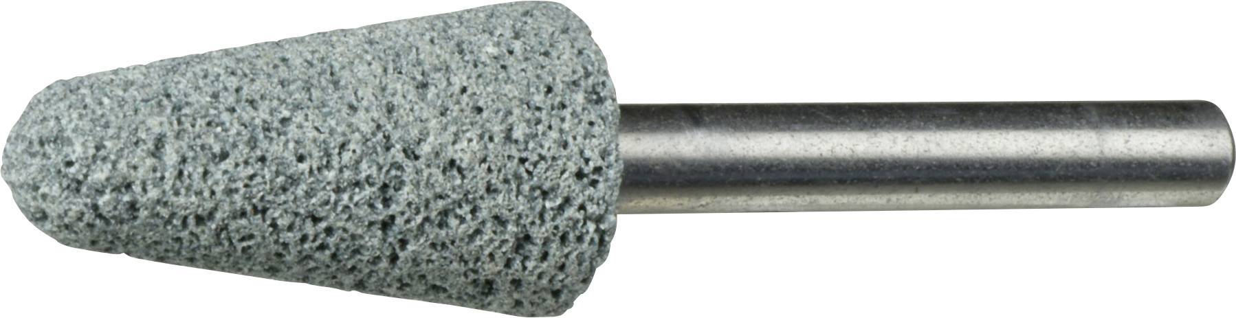 Ein zylindrischer Schleifstein mit einer strukturierten Schleifoberfläche und einem Metallschaft, der zum Glätten und Formen von Materialien verwendet wird.