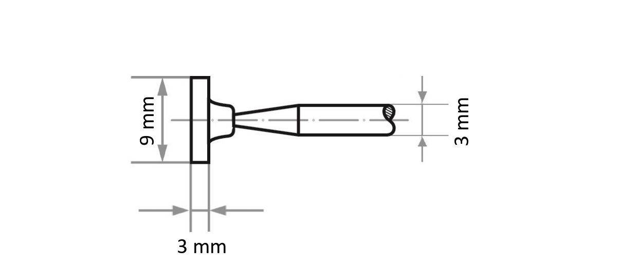 LUKAS-ERZETT A202900002302 Schleifstift D2 Zylinderform für Stahl/Stahlguss 9x3mm Schaft 3mm | Edelkorund Korn 80 20St.