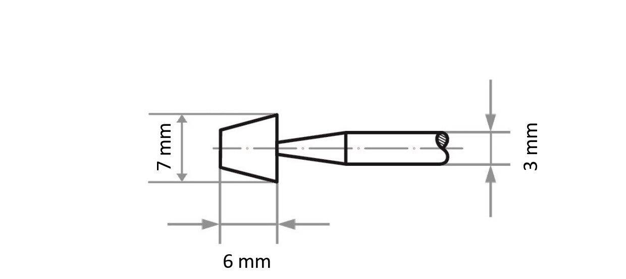 LUKAS-ERZETT A202900006302 Schleifstift D6 Konus für Stahl/Stahlguss 7/4mm x 6mm Schaft 3mm | Edelkorund Korn 80 20St.