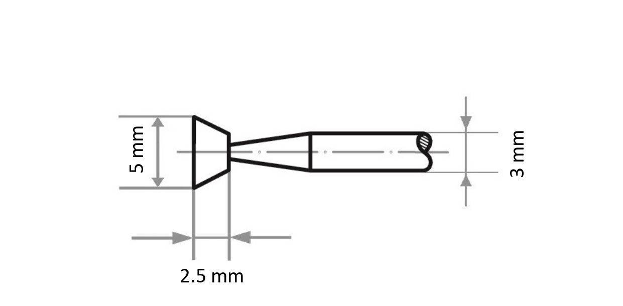 LUKAS-ERZETT A202900007302 Schleifstift D7 Konus für Stahl/Stahlguss 2,5/5mm x 2.5mm Schaft 3mm | Edelkorund Korn 100 20St.