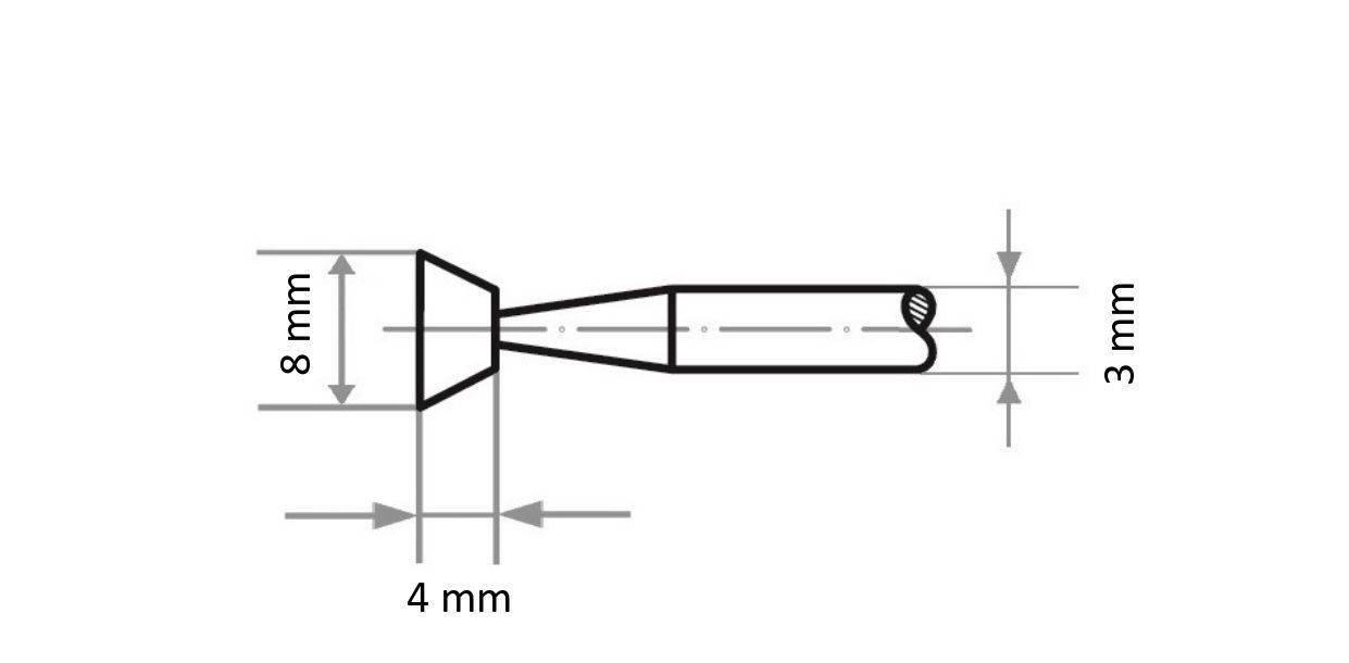 LUKAS-ERZETT A202900009302 Schleifstift D9 Konus für Stahl/Stahlguss 3,5/8mm x 4mm Schaft 3mm | Edelkorund Korn 80 20St.