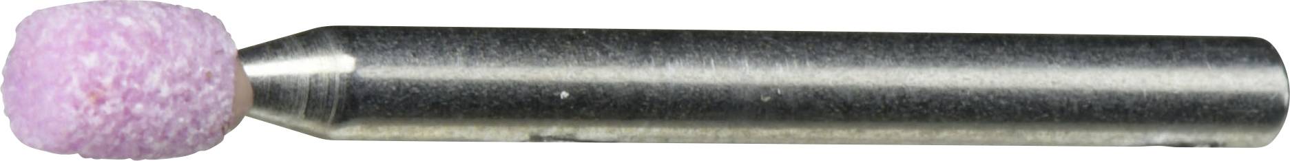 Ein zylindrischer Metalleinsatz mit einer runden pinken Schleifspitze, der zum Schleifen oder Glätten von Oberflächen verwendet wird.