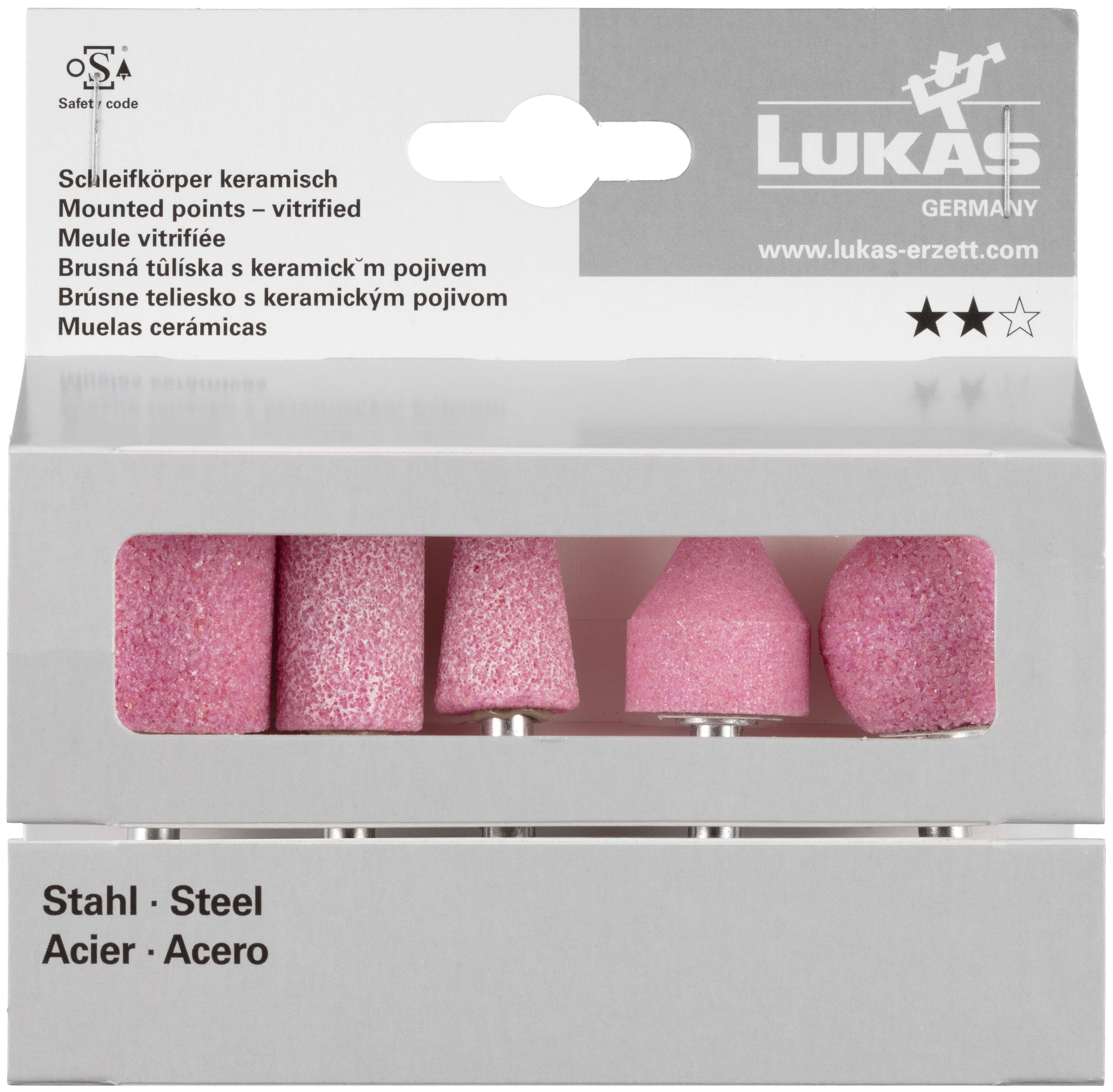LUKAS-ERZETT A20480005602F1 Schleifstift-Set 5-teilig für Stahl/Stahlguss Schaft 6mm Edelkorund | Fachhandel 1 Set