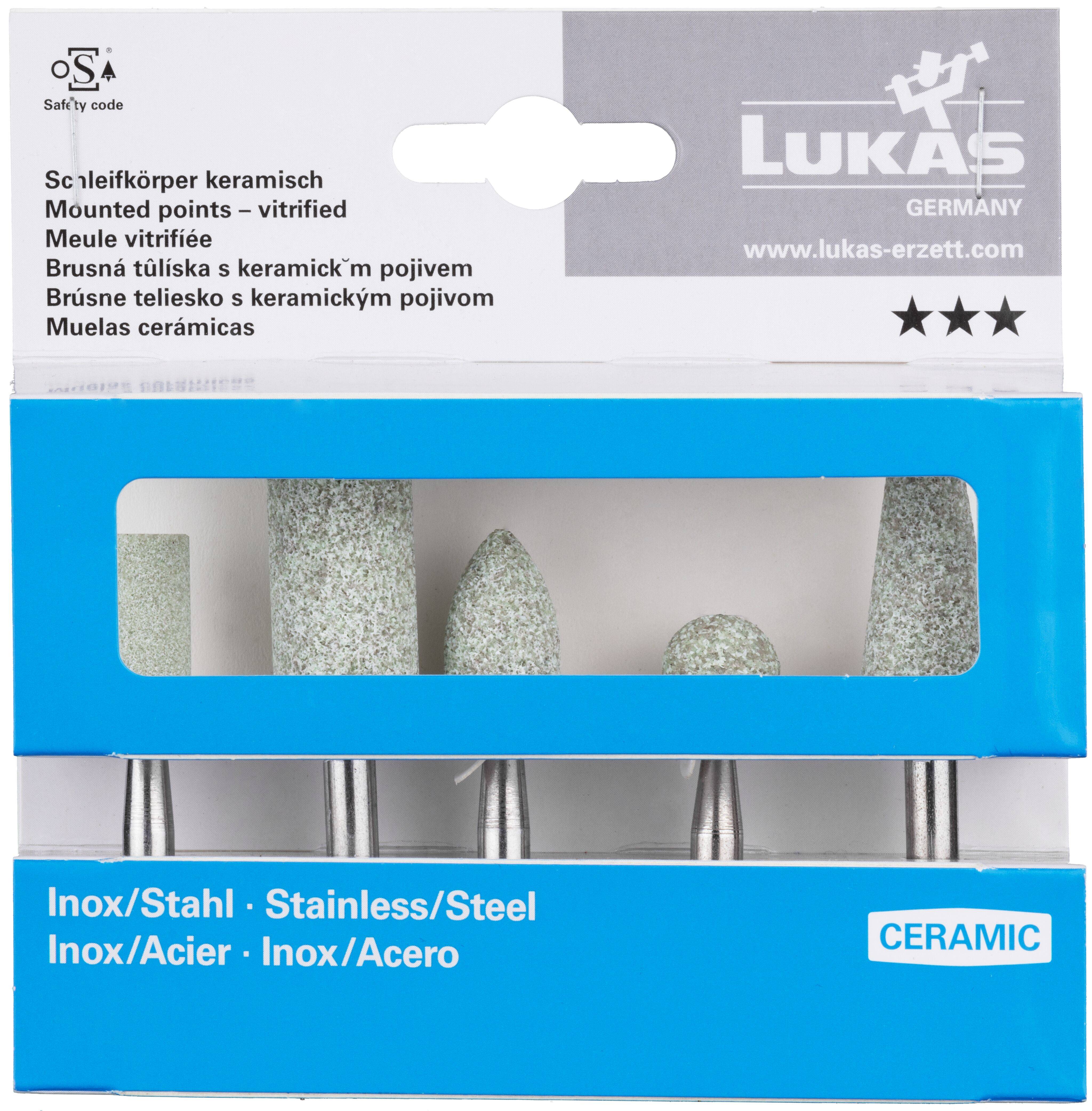 LUKAS-ERZETT A20480005677F1 Schleifstift-Set 5-teilig für Edelstahl/Stahl Schaft 6mm Ceramic | Fachhandel 1 Set